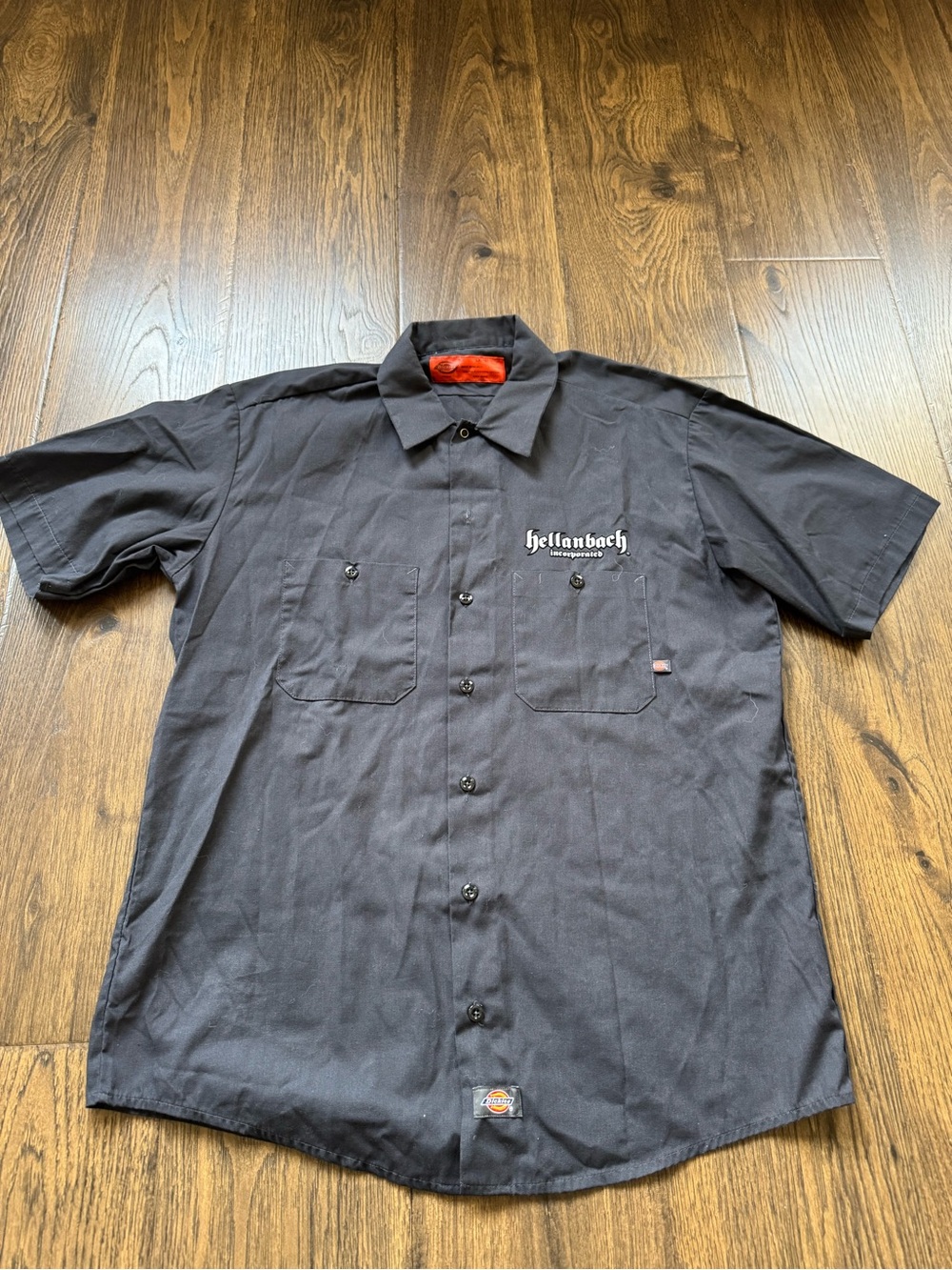 Dickies Black Short-Sleeve Button-Down Work Shirt with Chest Pockets
